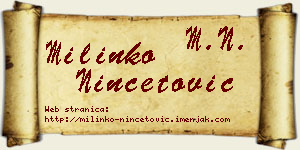 Milinko Ninčetović vizit kartica